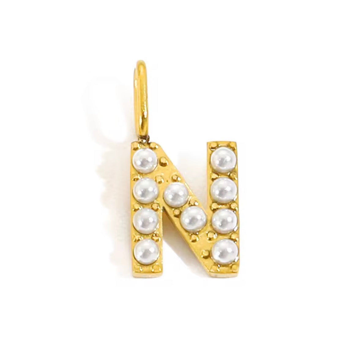 Core Pearl Initial Charm Necklace – 18K Gold PVD Stainless Steel