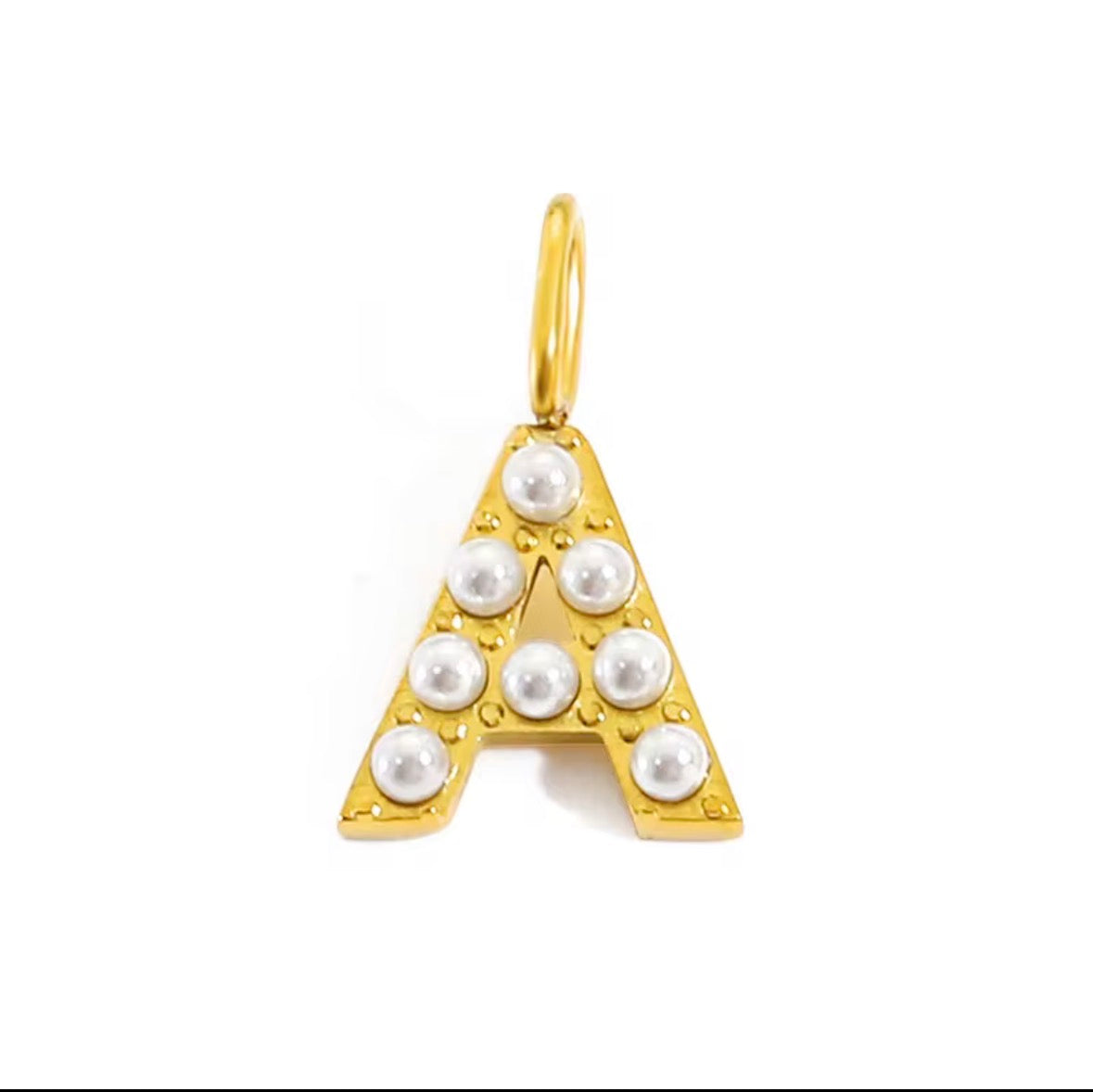 Core Pearl Initial Charm Necklace – 18K Gold PVD Stainless Steel