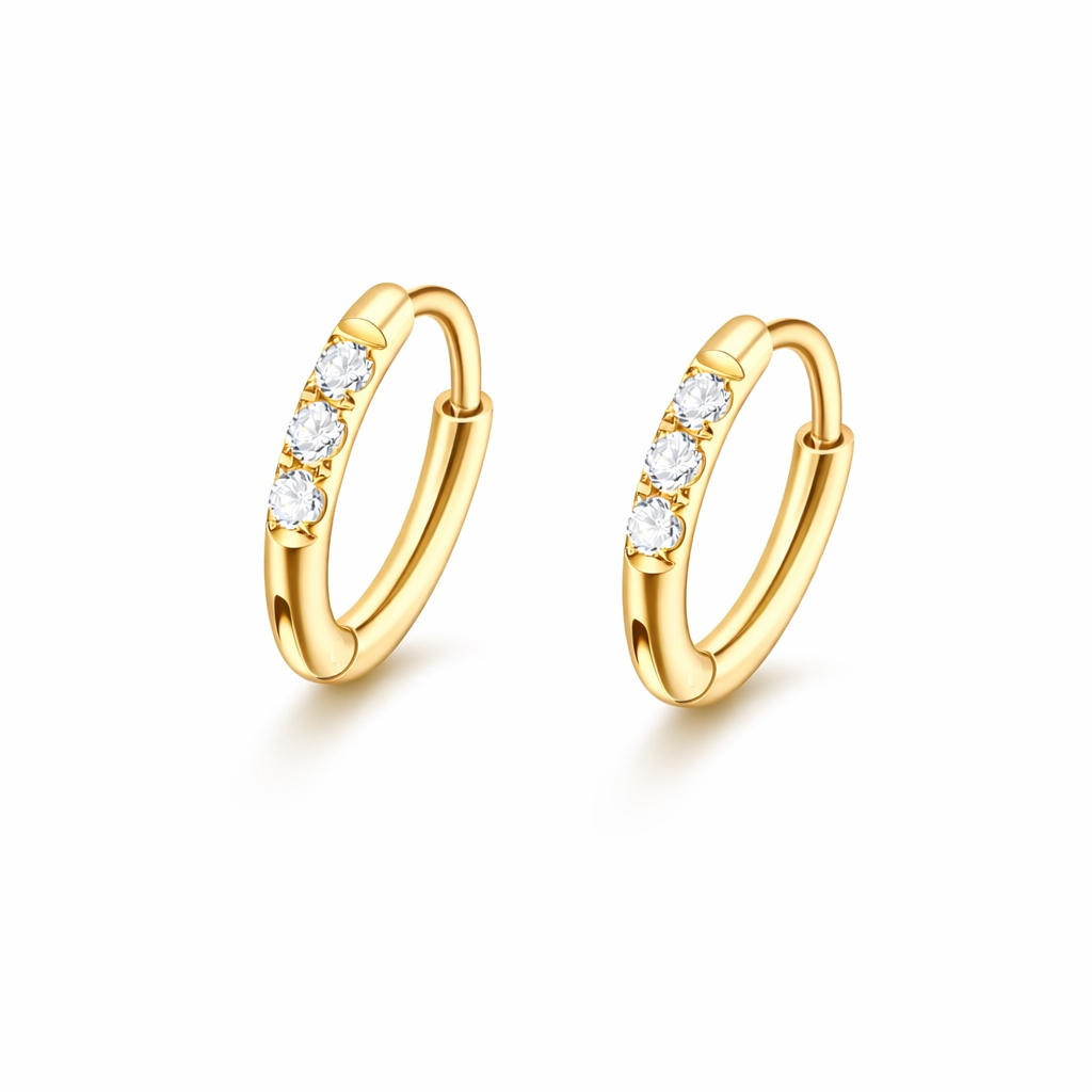 Core Fine Line Huggie Trio | 18K PVD Gold 304 Stainless Steel Waterproof Jewelry