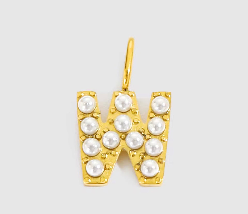 Core Pearl Initial Charm Necklace – 18K Gold PVD Stainless Steel