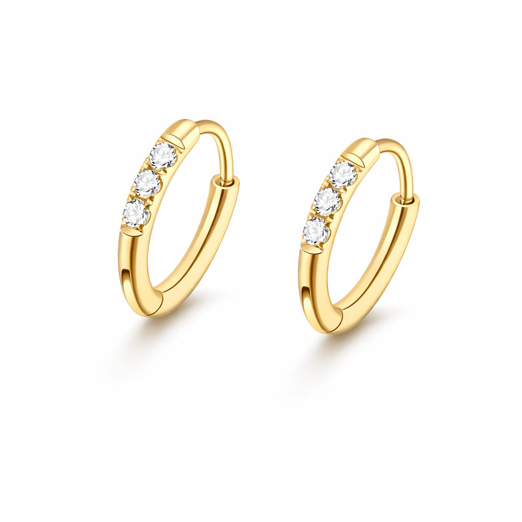 Core Fine Line Huggie Trio | 18K PVD Gold 304 Stainless Steel Waterproof Jewelry