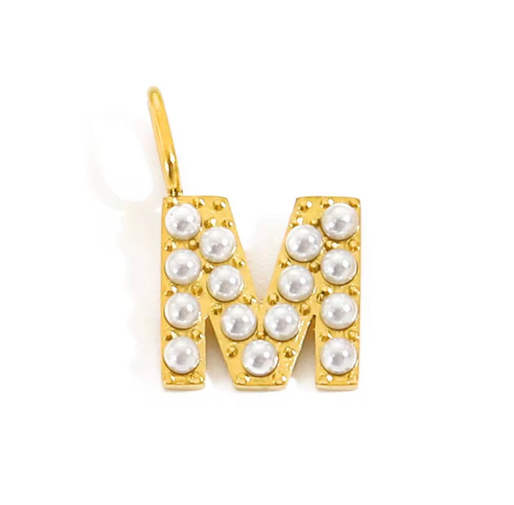 Core Pearl Initial Charm Necklace – 18K Gold PVD Stainless Steel