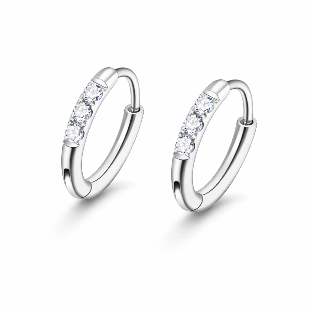 Core Fine Line Huggie Trio | 18K PVD Gold 304 Stainless Steel Waterproof Jewelry