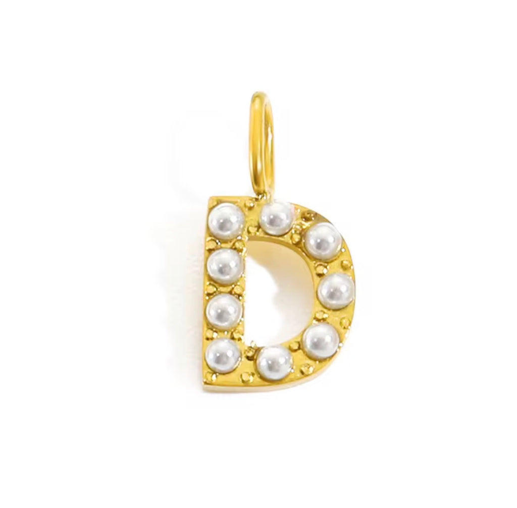 Core Pearl Initial Charm Necklace – 18K Gold PVD Stainless Steel