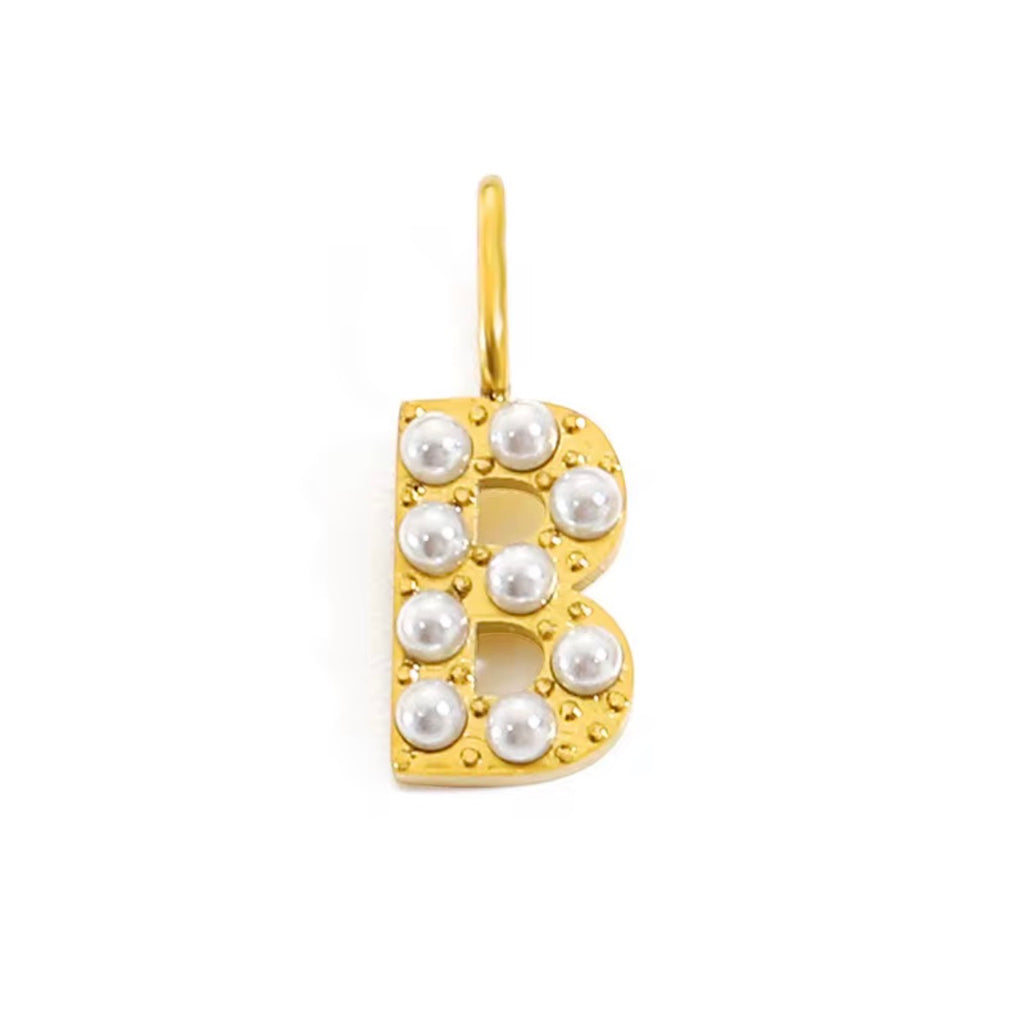 Core Pearl Initial Charm Necklace – 18K Gold PVD Stainless Steel