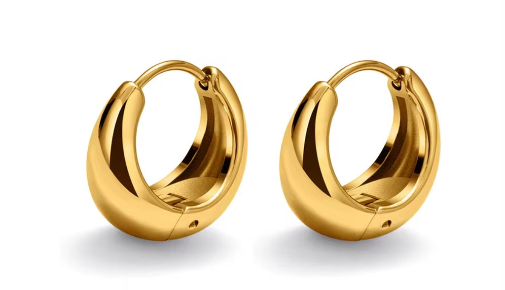 Signature Grace Hoops-  316L Stainless Steel • 18K PVD Gold
