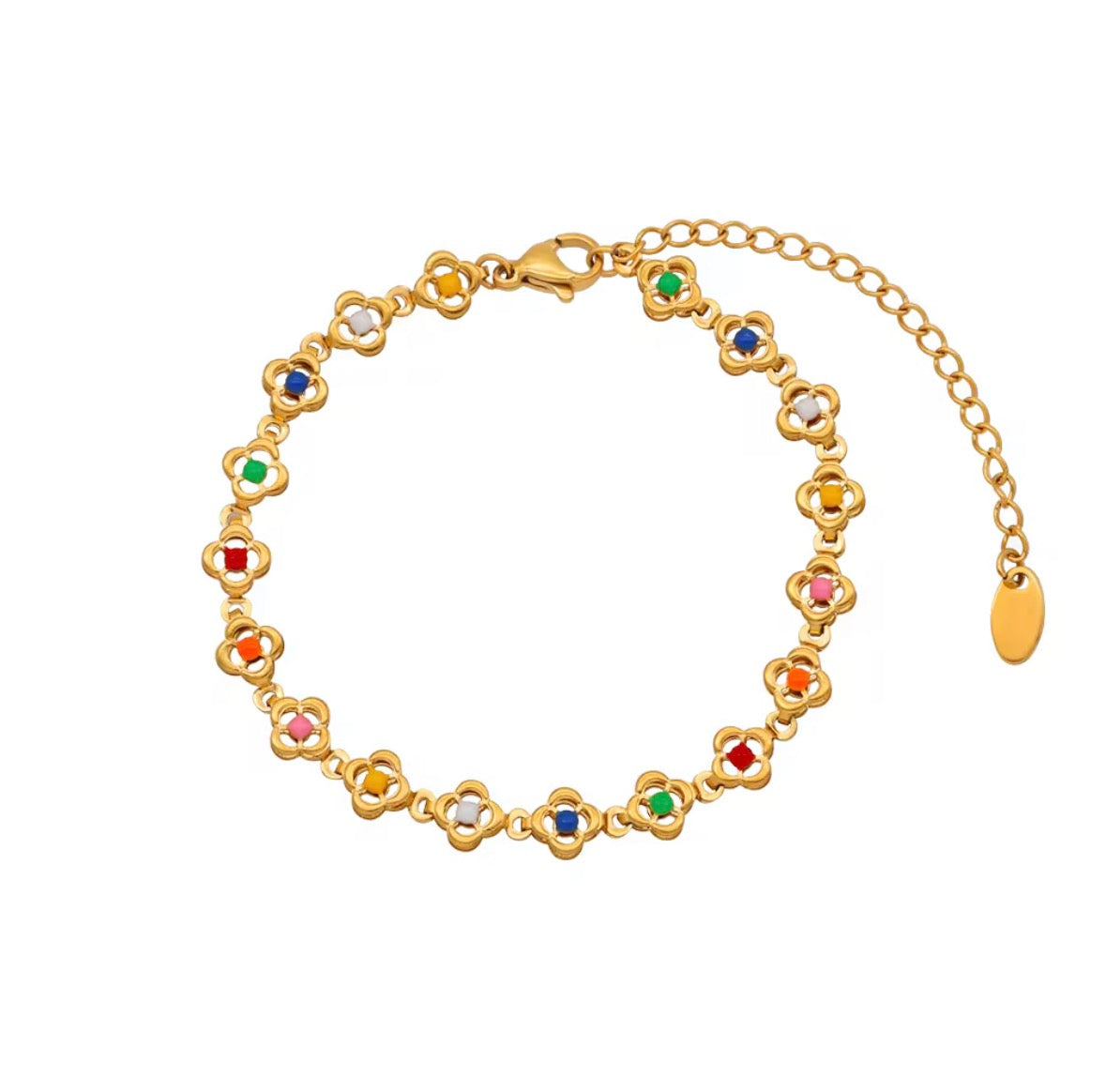 Signature Prism Clover Link Bracelet- 316L Stainless Steel • 18K PVD Gold