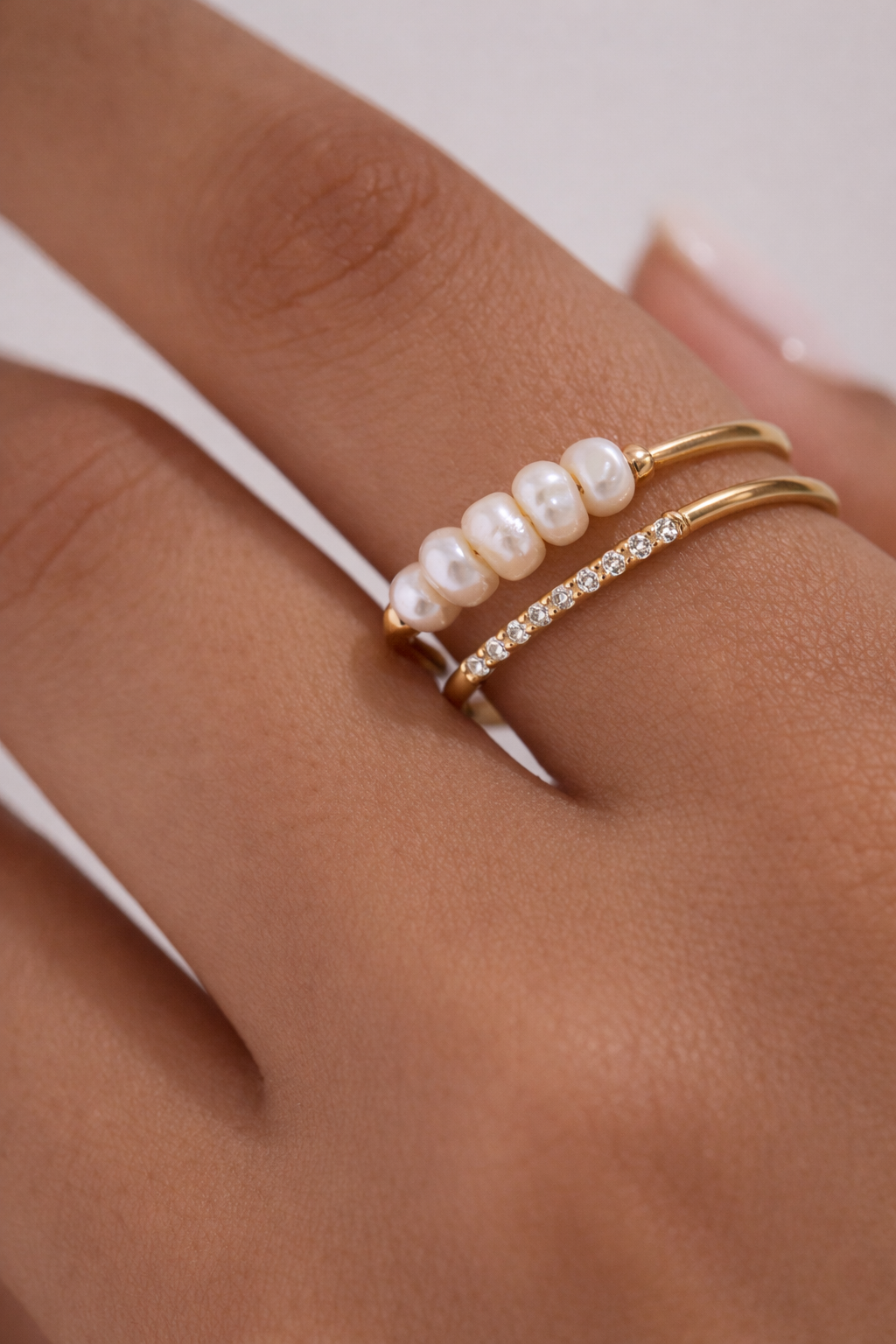 Essentials Fine Line Pavé Ring | 18K Gold 304 Stainless Steel Waterproof Jewelry