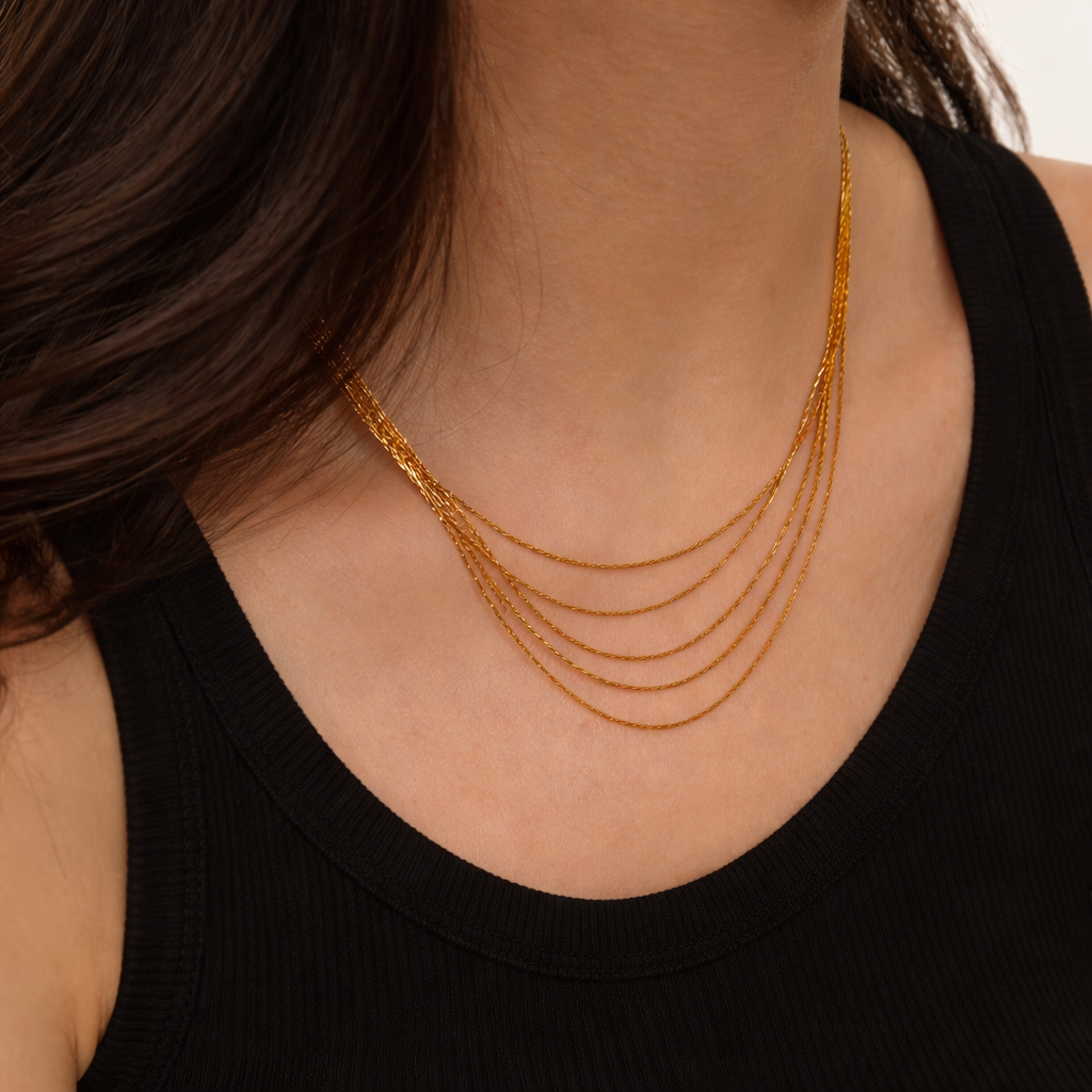 Signature Golden Current™ Layered Chain Necklace- 316L Stainless Steel • 18K PVD Gold