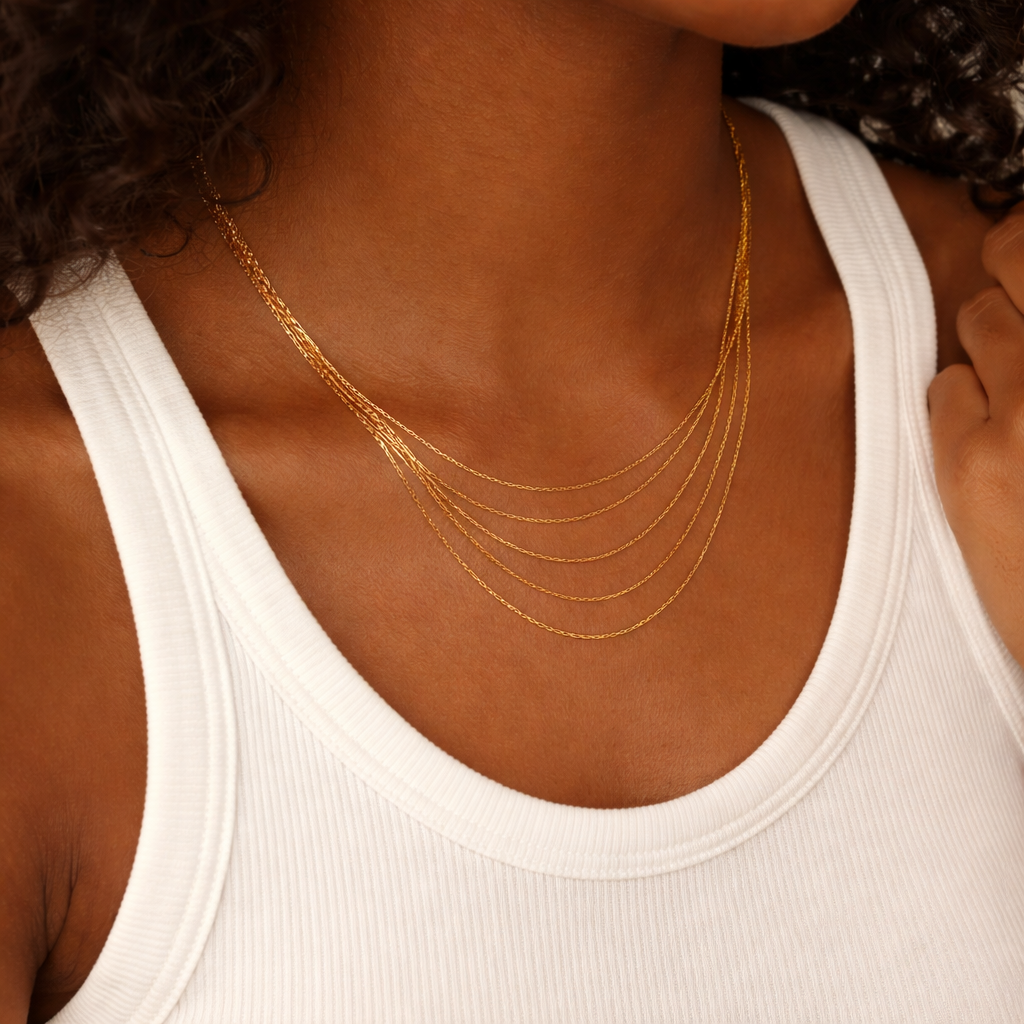Signature Golden Current™ Layered Chain Necklace- 316L Stainless Steel • 18K PVD Gold