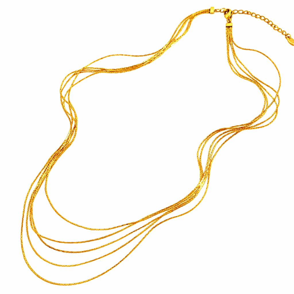 Signature Golden Current™ Layered Chain Necklace- 316L Stainless Steel • 18K PVD Gold