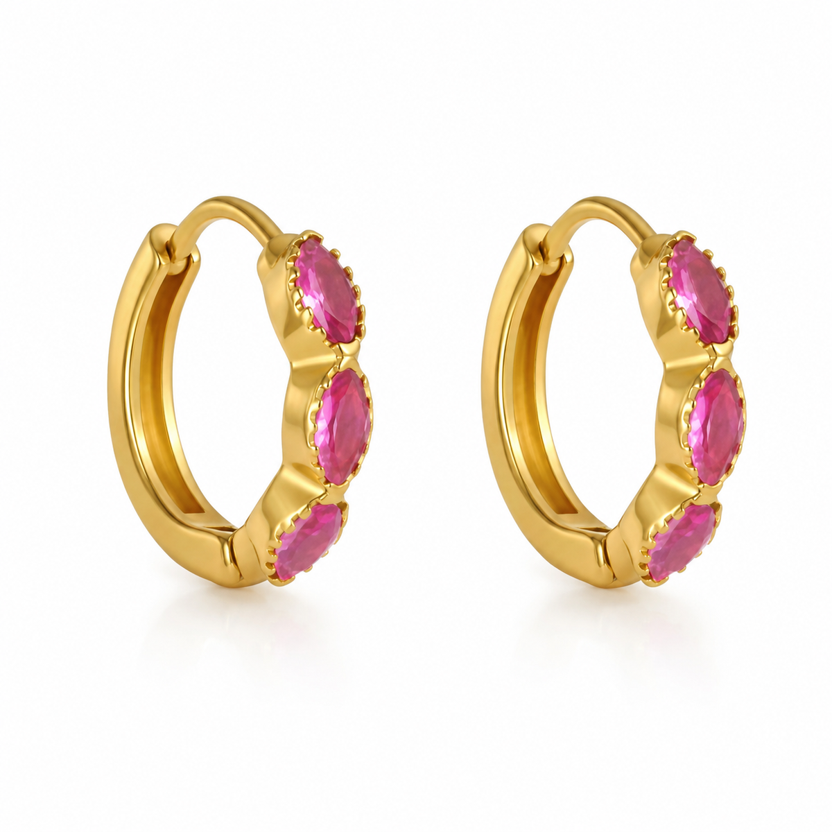 Core Color Pop Huggie Earrings | 18K PVD Stainless Steel | Pink or Blue